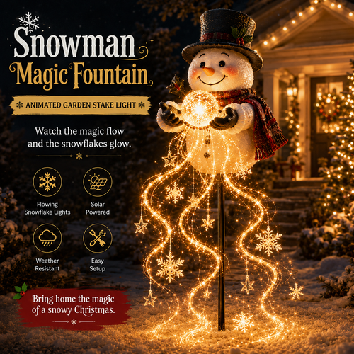 🎄49% OFF🎄 Snowman Magic Fountain -Flowing Snowflake LED Christmas Garden Light❄️